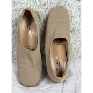 Theresia M. Shoes Womens Size 6 Beige Capri Slip On Wedge Comfort Square Toe